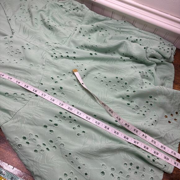 Torrid 2X Babydoll Tank Top Blouse Eyelet Ruffle Green Fairy Cottage Coquette - Picture 7 of 15